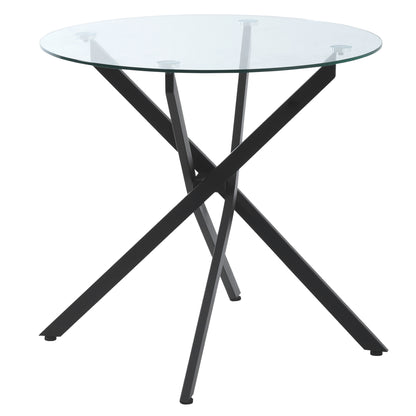 HOMCOM Moderner Glas-Esstisch, 80 cm Durchmesser, Küchentisch mit gehärteter Glasplatte und Metallbeinen, für 4 Personen