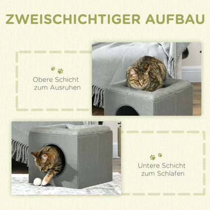 PawHut Katzenhöhle Katenbett 2-in-1 Katzenhöhle, ink. Kissen, 36,5 x 36,5 x 33 cm, Grün