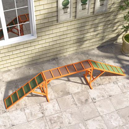 PawHut Agility Hunderampe, Parcours, rutschfest, wetterfest, Holz, 335 x 55 x 60 cm, Orange