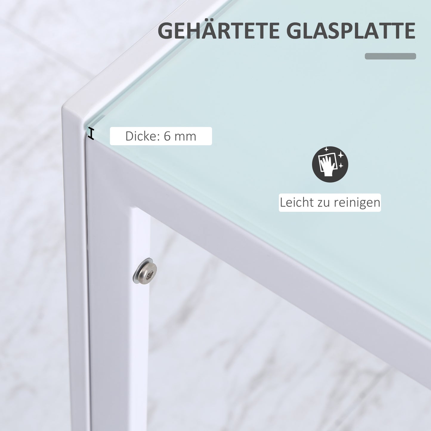 HOMCOM Esstisch Küchentisch großer Tisch, modern design, 120 cm x 60 cm x 75 cm, vit