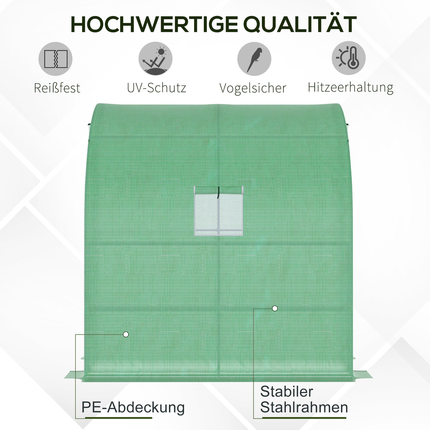 Outsunny Foliengewächshaus Tomatengewächshaus mit Mesh Fenster، Treibhaus mit aufrollbaren Türen، Anzuchthaus mit UV Schutz، Grün، 200 x 100 x 215 سم