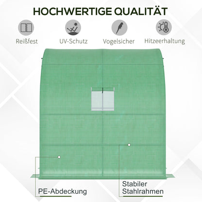 Outsunny Foliengewächshaus Tomatengewächshaus mit Mesh Fenster، Treibhaus mit aufrollbaren Türen، Anzuchthaus mit UV Schutz، Grün، 200 x 100 x 215 سم