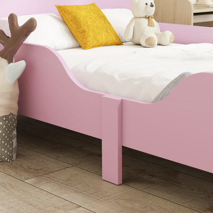 AIYAPLAY Kinderbettgestell، Einzelbettrahmen für Kinder، Schutzgitter، Kleines Bett für Kinderzimmer، MDF، ohne Matratze، Rosa
