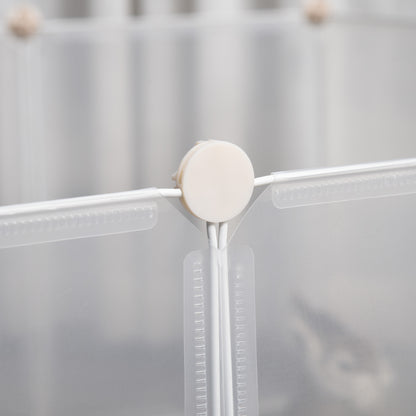 PawHut Freilaufgehege Laufgitter DIY Freigehege Gittergehege Absperrgitter Kleine Haustiere Laufstall für Innen 12 Platten Weiß Metall PP-Harz 105 x 105 x 45 cm