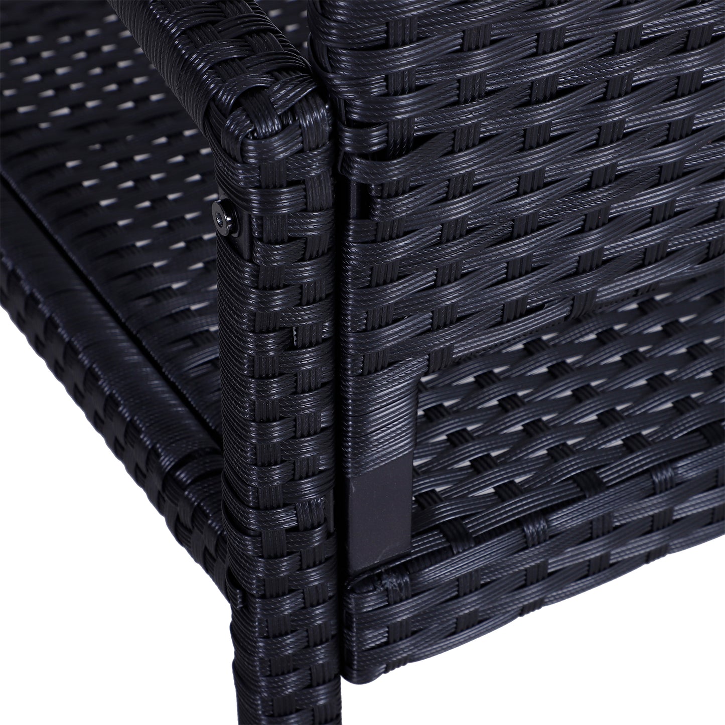 Outsunny Gartenbank, in Rattanoptik, mit Stahlrahmen, für 2 Personen, Schwarz, 122 x 60 x 85cm