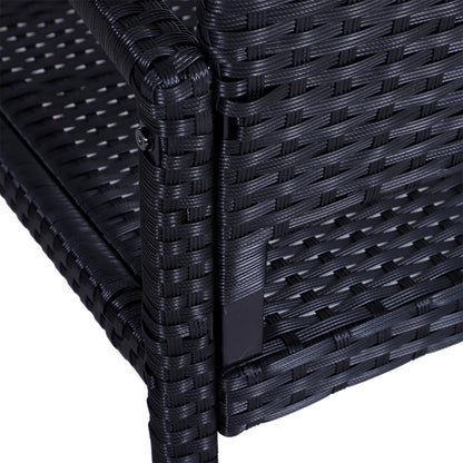 Outsunny Gartenbank, in Rattanoptik, mit Stahlrahmen, für 2 Personen, Schwarz, 122 x 60 x 85cm