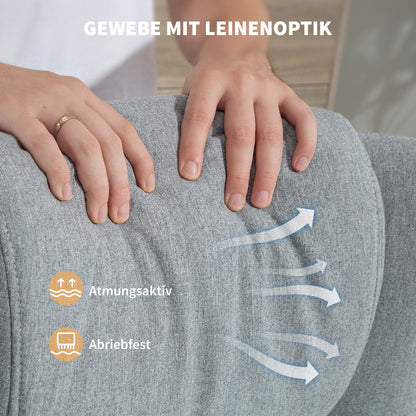 HOMCOM Drehbarer Polsterstuhl mit Fußhocker, zurücklehnbar, Polstersessel mit Armlehnen, für Wohnzimmer, Schlafzimmer, Grau