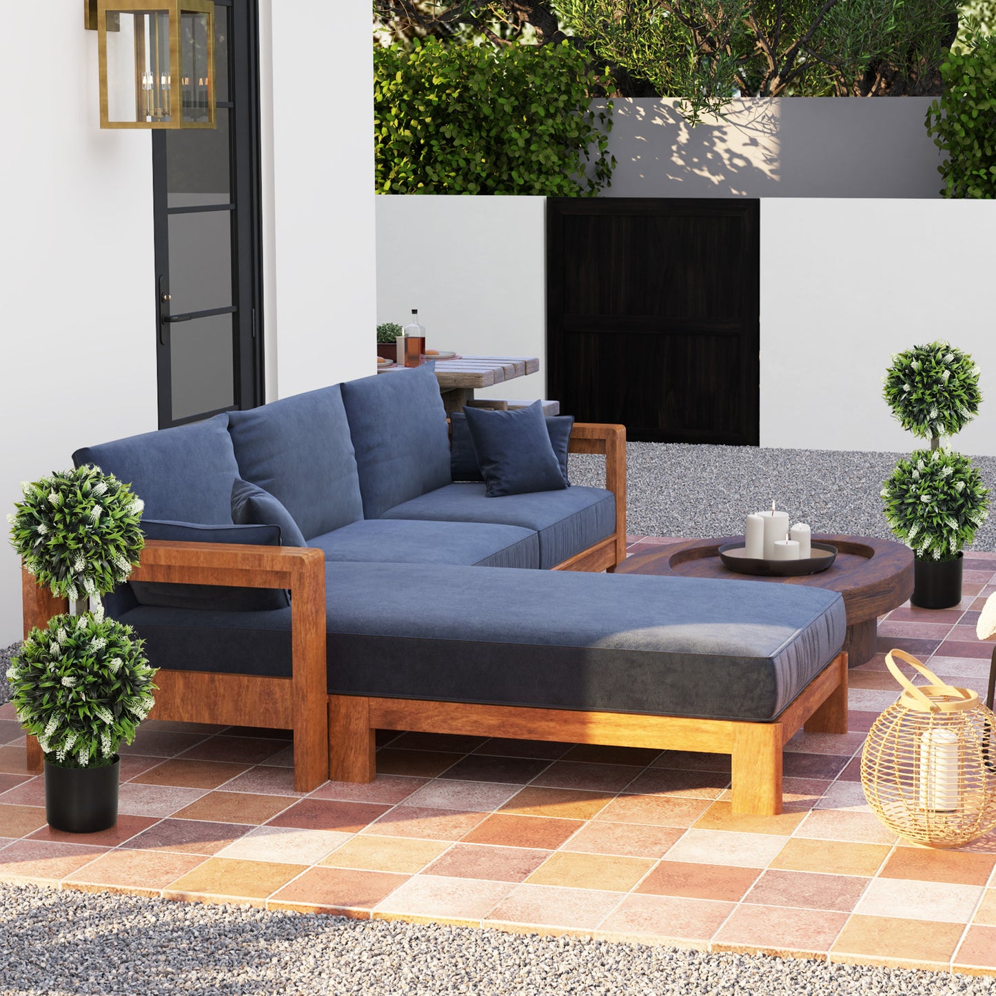 HOMCOM 2er-Set Künstliche Pflanzen, UV-beständige Kunstpflanze im Blumentopf, 70 cm Zimmerpflanze für Wohnzimmer, Garten