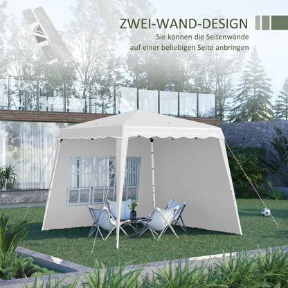 Outsunny Pop Up Pavillion Faltpavillion, inkl. Fernstern, wetterbeständig, 240 x 240 x 250 cm, Weiß