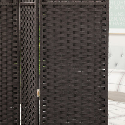 HOMCOM 6-teiliger Raumtrenner, Faltbarer Sichtschutz, Sichtschutzwand für Wohnzimmer, Schlafzimmer, Homeoffice, Braun