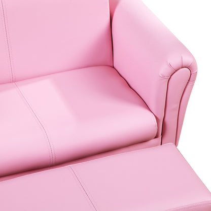 HOMCOM Kindersessel mit Fußhocker, Kindercouch mit Hocker, Kindersofa, Sofa Sessel, Rosa 83 x 42 x 41 cm
