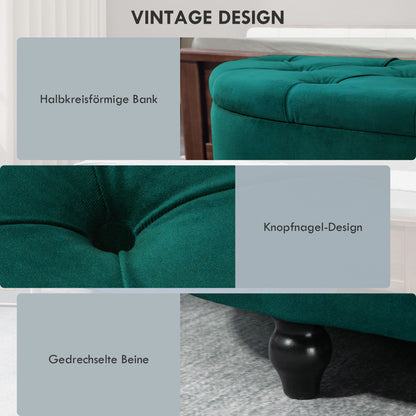 HOMCOM Hocker mit Stauraum, Sitztruhe, gepolstert, soft-close Deckel, Samtoptik, 120 x 46 x 42 cm, Dunkelgrau