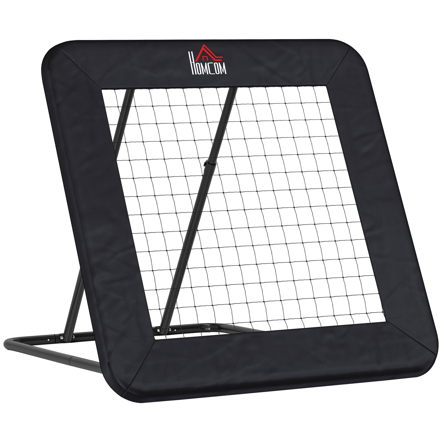 HOMCOM Rebounder für Fußball, 128 x 118 cm Prellwand mit Schutzkante Heringen, verstellbar in 5 Stufen, tragbares Rebound, Fußballtor für Jugendliche, Rückprallwand für Fußball Training, Schwarz