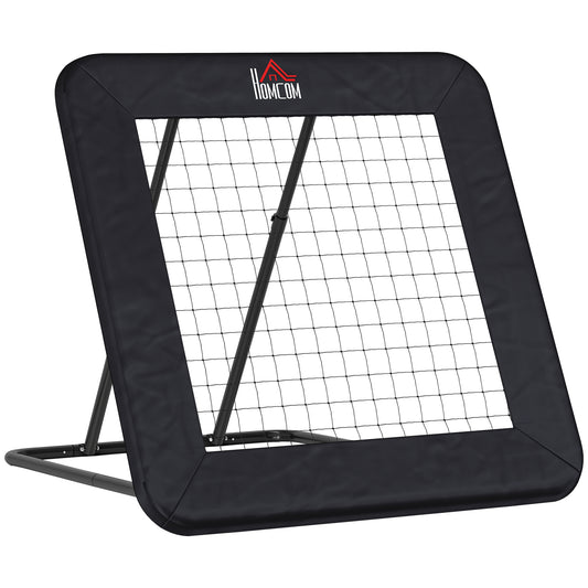 HOMCOM Rebounder für Fußball, 128 x 118 cm Prellwand mit Schutzkante Heringen, verstellbar in 5 Stufen, tragbares Rebound, Fußballtor für Jugendliche, Rückprallwand für Fußball Training, Schwarz