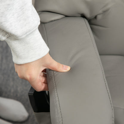 HOMCOM Relaxsessel Massagefunktion Fernsehsessel mit Seitentasche, Kunstleder, Grau