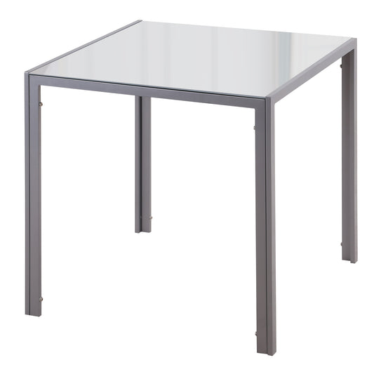 HOMCOM Esstisch Küchentisch Glastisch Quadratischer Tisch, Glasplatte, kompaktes Design, Grau