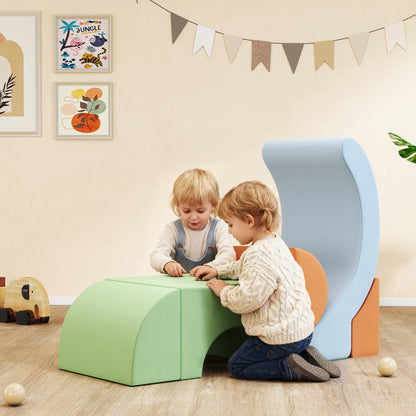 AIYAPLAY 5-teiliges Softbaustein-Set für Kleinkinder, zum Klettern, Krabbeln, Bauen, leichtes Gewicht, Cord, Schaumstoff, Bunt