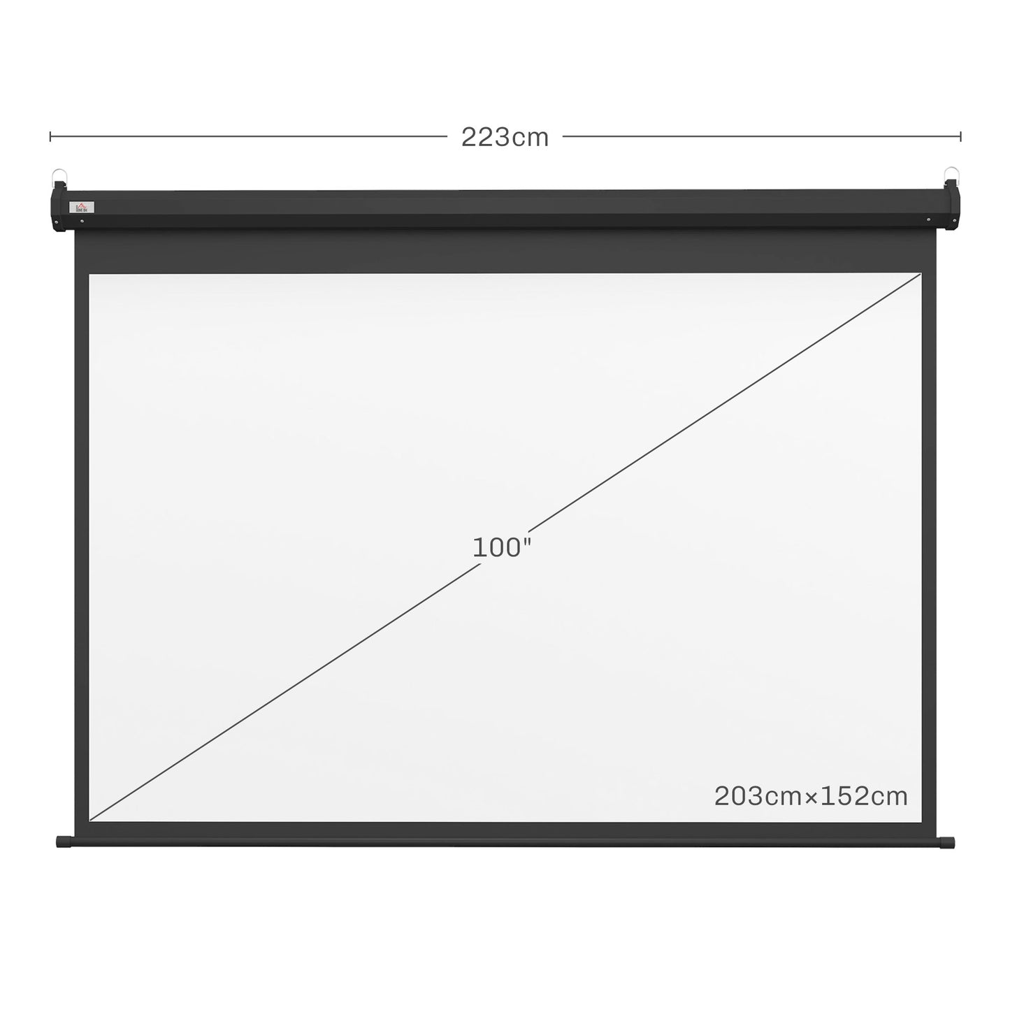HOMCOM Beamer-Leinwand, Projektionsleinwand, 100 Zoll, 4:3, 203x152 cm, Schwarz