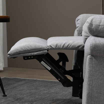 HOMCOM Relaxsessel mit Liegefunktion Einzelsofa Verstellbar Liege 165° neigbar Liegesessel Ruhesessel Fernsehsessel für Wohnzimmer Schlafzimmer Leinen-Touch Hellgrau 91 x 92 x 102 cm