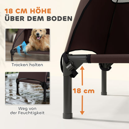 PawHut Hundeliege Outdoor mit Dach, Erhöhtes Hundebett für Große Hunde, 106 x 76 x 99 cm, Kaffee