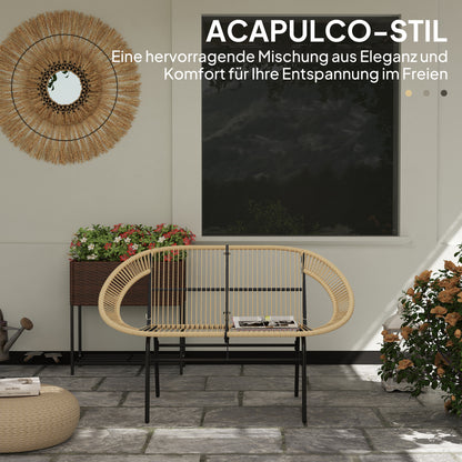 Outsunny 2-Sitzer Gartenbank Polyrattan، Wetterfest Sitzbank im Rattanflecht-Design، UV-Beständig 260kg belast Khaki