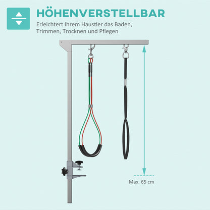 PawHut Haustierfrisiertisch Frisiertisch für Haustiere, höhenverstellbar, 36 x 8 x 74 cm, Silber