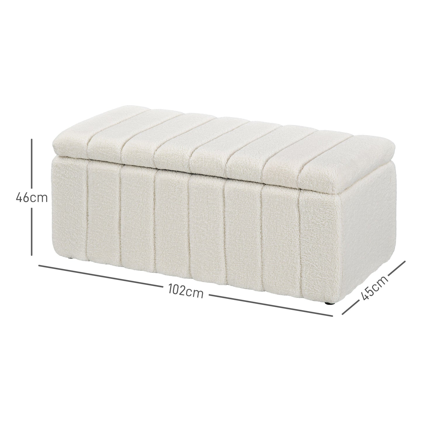 HOMCOM Polsterbank, Bettbank mit Stauraum, belastbar bis 120kg, 102x45x46cm, Cremeweiß