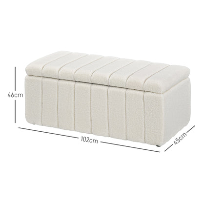 HOMCOM Polsterbank, Bettbank mit Stauraum, belastbar bis 120kg, 102x45x46cm, Cremeweiß