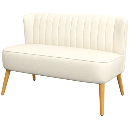 HOMCOM 2-Sitzer Sofa, weiche Polsterung, pflegeleichter Bezug, bis 150 kg, 117 x 56,5 x 77 cm, Cremeweiß