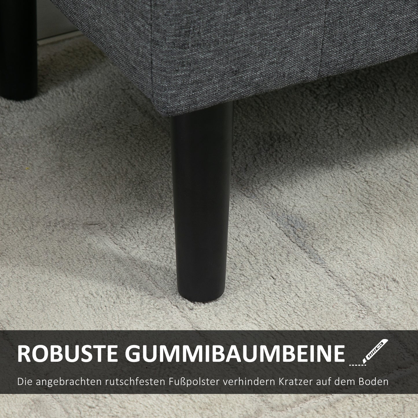HOMCOM Sitzbank mit Stauraum، Polsterbank mit Leinenoptik، Holzbeine، Bettbank belastbar bis 130 كجم، für Wohnzimmer Schlafzimmer Flur، 116 × 44 × 58 سم Dunkelgrau