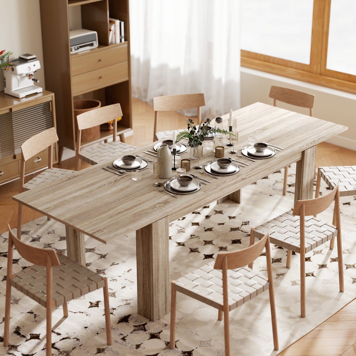 HOMCOM Ausziehbarer Esstisch, von 180 auf 260 cm erweiterbar, für 6-10 Personen, Holz
