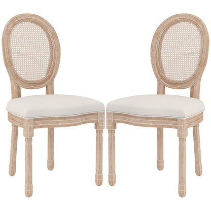 HOMCOM 2er-Set Esszimmerstühle Küchenstühle, Vintage Design, Wienergeflecht-Optik, Natur + Creme
