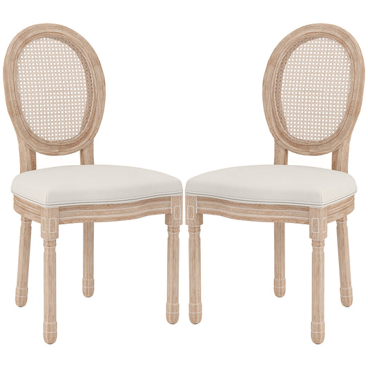 HOMCOM 2er-Set Esszimmerstühle Küchenstühle, Vintage Design, Wienergeflecht-Optik, Natur + Creme