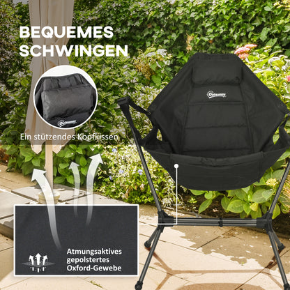 Outsunny Camping-Schaukelstuhl, faltbar, verstellbare Rückenlehne, Aluminiumrahmen, 54 x 100 x 101cm, Schwarz