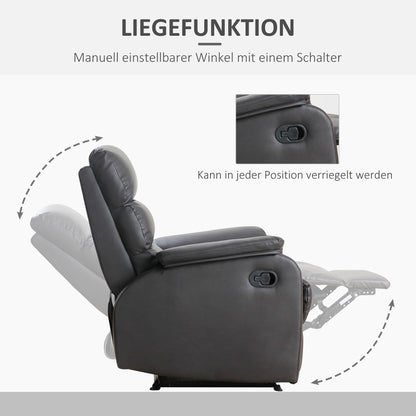 HOMCOM Relaxsessel Fernsehsessel Couch-Sessel Liegesessel Winkelschreibtisch mit CPU-Ständer verstellbar ergonomisch Kunstleder Stahl Braun 75 x 92 x 99 cm