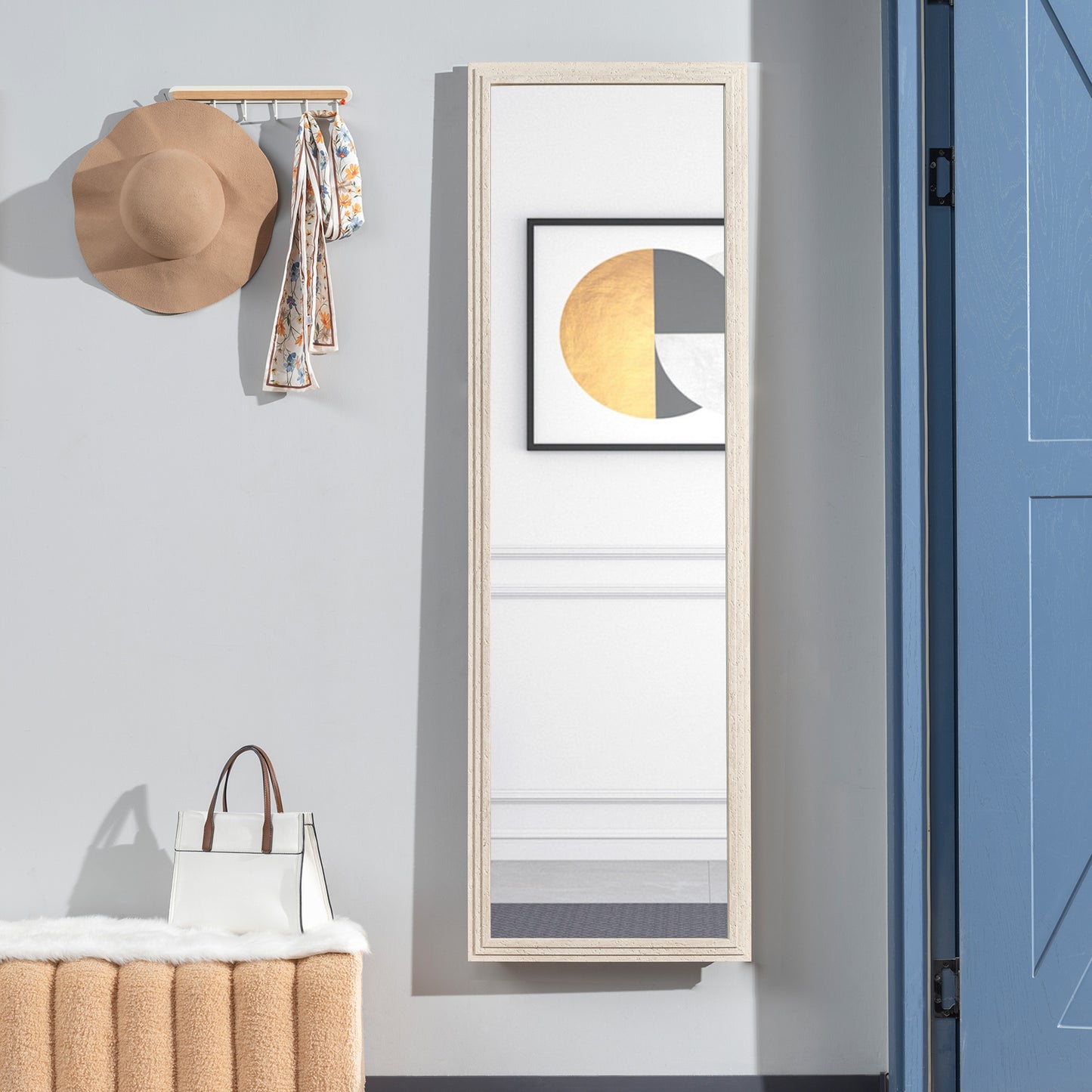 HOMCOM 160 x 50 cm Ganzkörperspiegel, vielseitig verwendbar, rechteckiges Design mit Rahmen, Weiß