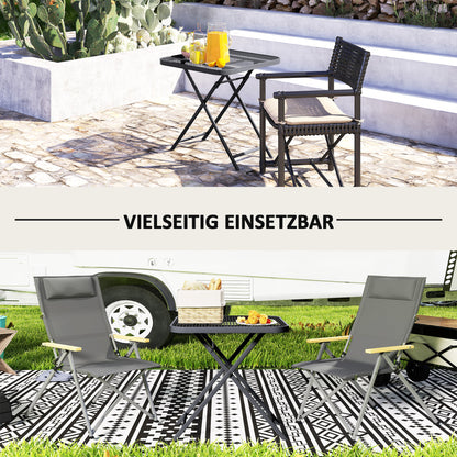 Outsunny Gartentisch klappbar 70 x70 cm, Wetterfest Balkontisch Klapptisch mit Ausschnitt-Design quadrarisch Schwarz