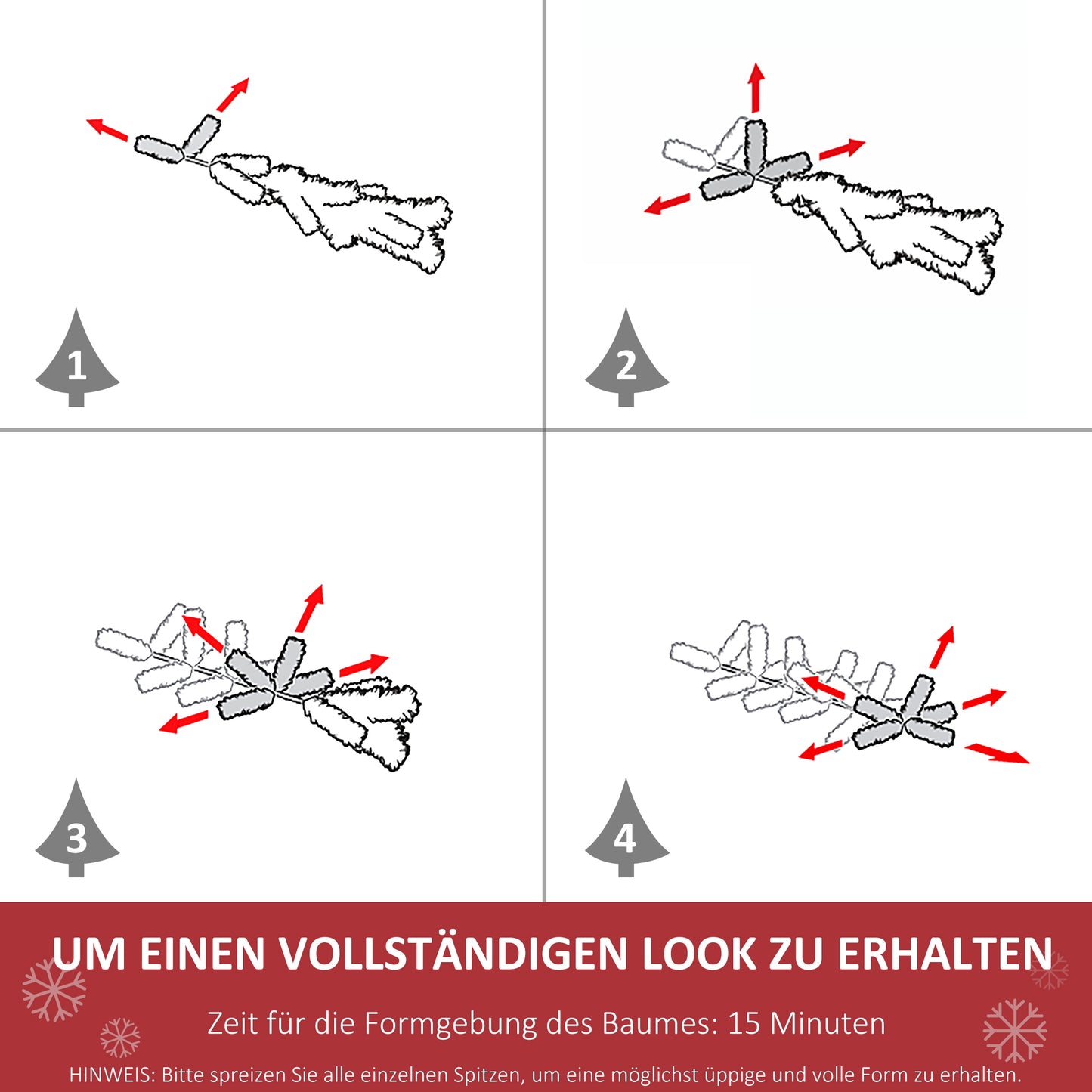 HOMCOM Weihnachtsbaum künstliche Künstliche Tanne Christbaum, inkl Ständer Weihnachtsstern 2,1 m, Grün