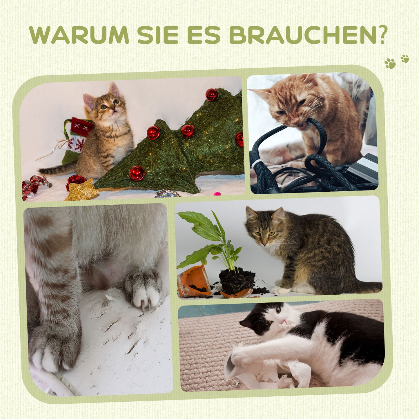 PawHut Kratzbaum mit Spielzeug، إنكل. 2 بال. ويشر بلوش، 34 سم × 25,5 سم × 58 سم، غراو