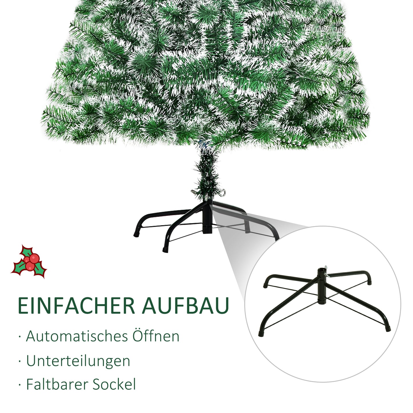 HOMCOM Künstlicher Weihnachtsbaum 1,5 m Christbaum Tannenbaum 416 Äste Metallfuß PET Grün