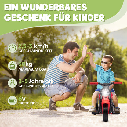 AIYAPLAY Kinder Electric Motorrad, 6V Kindermotorrad mit Musik, Blasen 2,5-3 km/h, for 2-5 Jahre Kinder