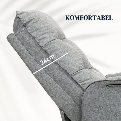 HOMCOM Aufstehsessel, Recliner-Sessel mit Aufstehhilfe, elektrischer Relaxsessel mit Fernbedienung, Seitentasche, Grau