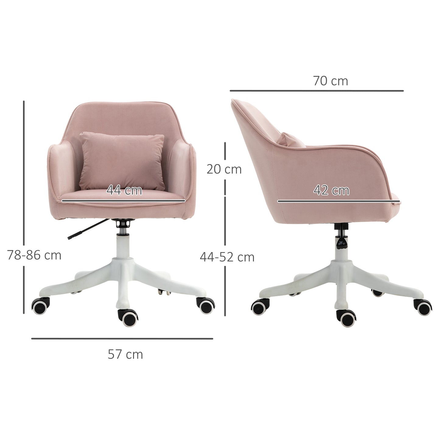Vinsetto Massage Schreibtischstuhl 78-86 cm höhenverstellbarer Bürostuhll Drehstuhl Computerstuhl mit USB-Schrittstelle Arbeitsstuhl mit Vibrationsfunktion Lendenkissen Massagefunktion Rosa