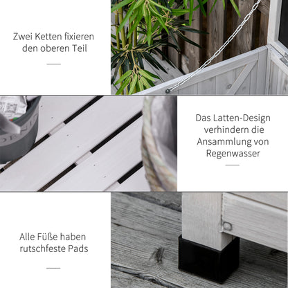Outsunny Gartenbox, wetterbeständig, luftdurchlässig, Kissenbox, Aufbewahrungsbox, Fichtenholz, grau, 127 x 56 x 60 cm