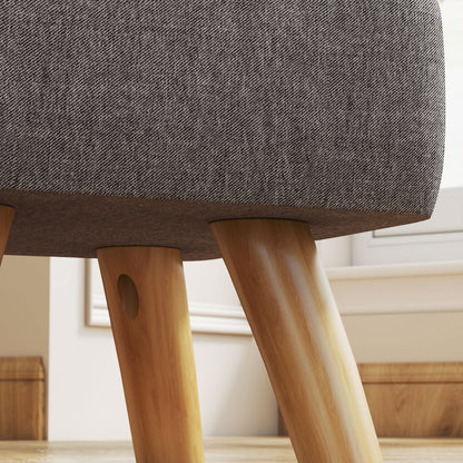 HOMCOM Fußhocker mit Polsterung, Leinenoptik, Holzbeine, bis 110 kg belastbar, Grau
