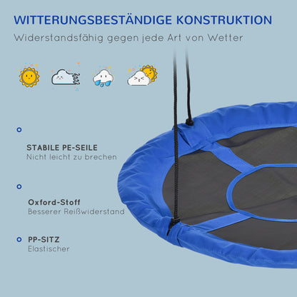 Outsunny Nestschaukel، wetterfest، bis 100 كجم، längenverstellbare Seile، Φ110 سم، Blau