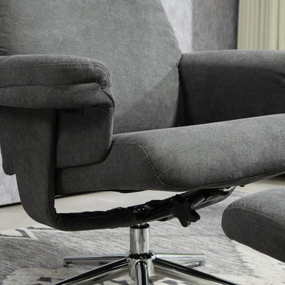 HOMCOM Relaxsessel mit Hocker, verstellbare Rückenlehne, Samtoptik, bis 150 kg, Anthrazit