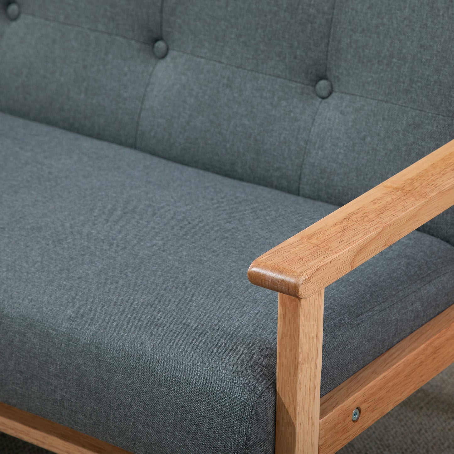 HOMCOM Sofa 2 Sitzer Couch, Wohnzimmersofa mit Leinenoptik Modern Polstersofa für Wohnzimmer, Schlafzimmer, Dunkelgrau 115 x 66,5 x 73 cm