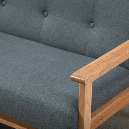 HOMCOM Sofa 2 Sitzer Couch, Wohnzimmersofa mit Leinenoptik Modern Polstersofa für Wohnzimmer, Schlafzimmer, Dunkelgrau 115 x 66,5 x 73 cm