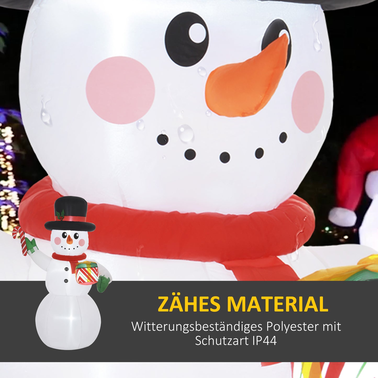 Outsunny 1,80 m Schneemann mit Zuckerstange &amp; Geschenk، selbstaufblasbar، LEDs، wetterfest